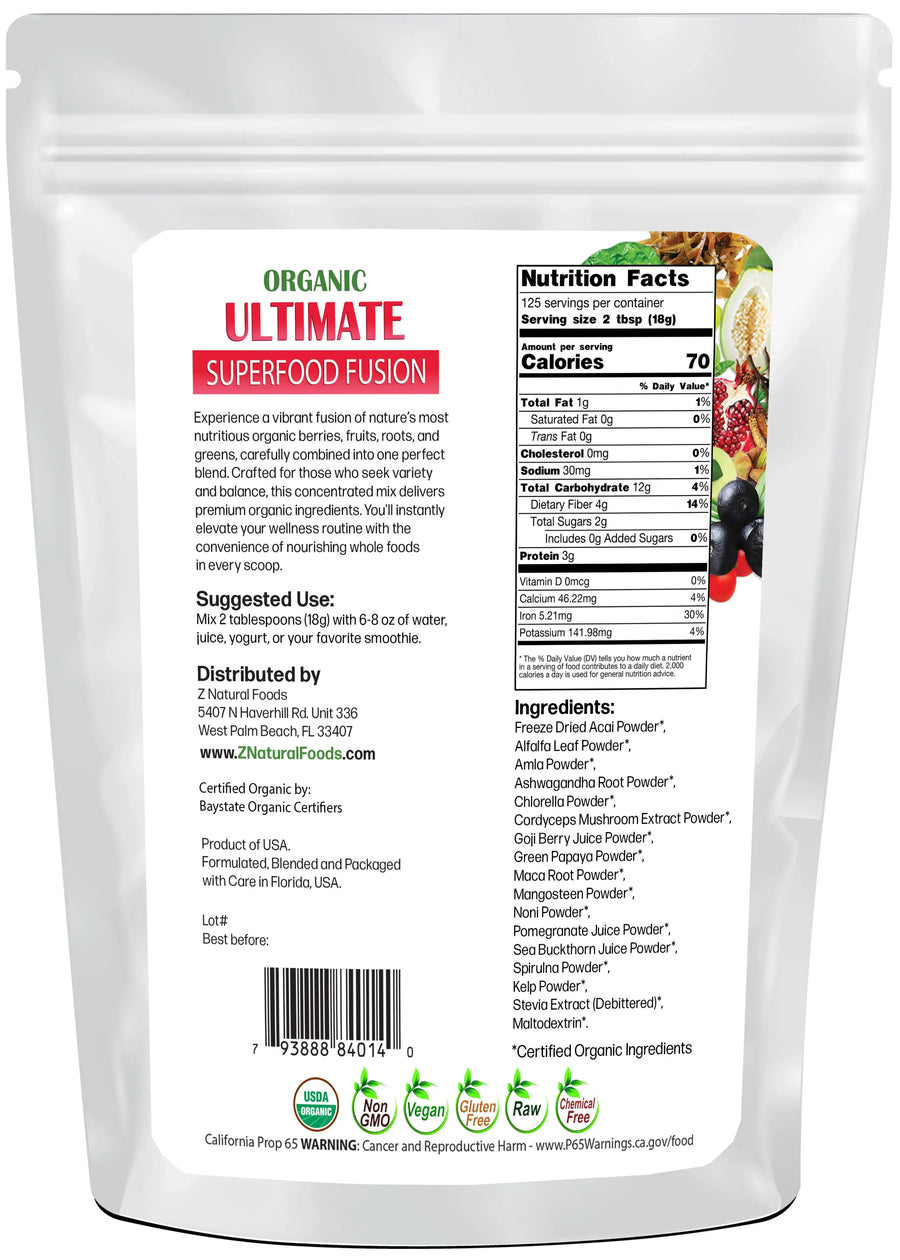 Back bag image of Organic Ultimate Superfood Fusion 5 lb 