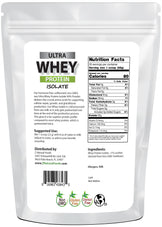 Back of the bag image of Ultra Whey Protein Isolate 1 lb