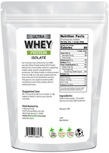Back of the bag image of Ultra Whey Protein Isolate 1 lb