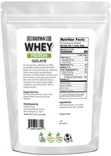 Back of the bag image of Ultra Whey Protein Isolate 5 lb