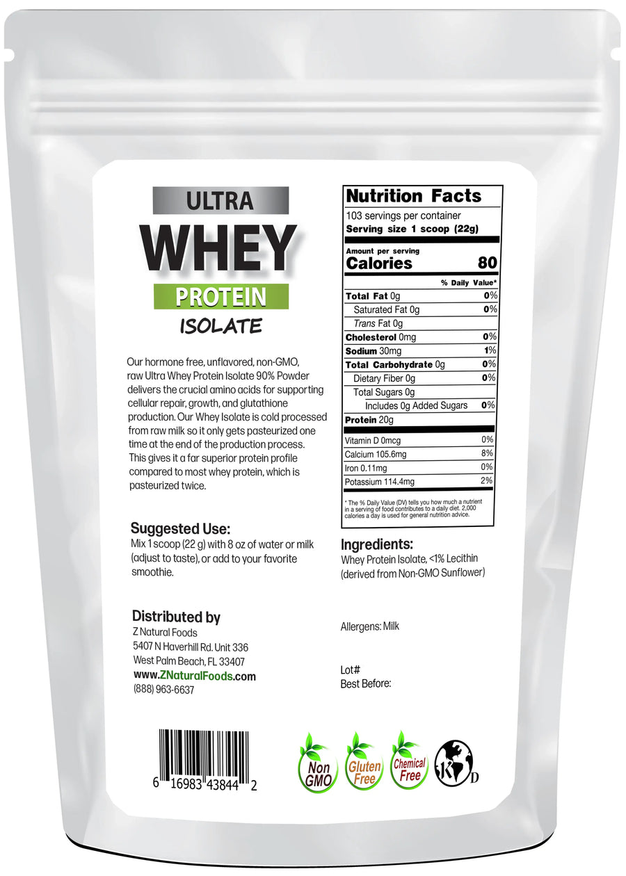 Back of the bag image of Ultra Whey Protein Isolate 5 lb