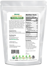 Photo of back of 1 lb bag of Vanilla Cream Vegan Protein