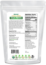 Photo of back of 1 lb bag of Organic Vanilla Cream Vegan Protein