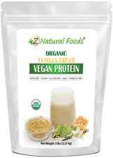 Photo of front of 5 lb bag of Vanilla Cream Vegan Protein
