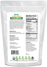 Photo of back of 5 lb bag of Organic Vanilla Cream Vegan Protein