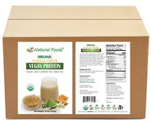 Photo of front and back label image of Organic Vanilla Cream Vegan Protein in bulk