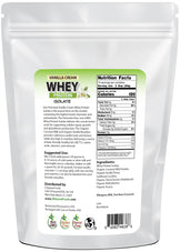 Photo of back of 5 lb bag of Vanilla Cream Whey Protein Isolate