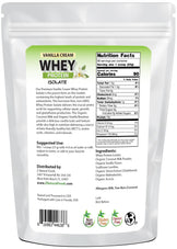 Photo of back of 5 lb bag of Vanilla Cream Whey Protein Isolate