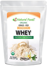 Organic Grass-Fed Vanilla Whey Protein Concentrate front of the bag image 5 lb