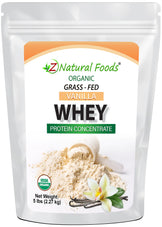 Organic Grass-Fed Vanilla Whey Protein Concentrate front of the bag image 5 lb