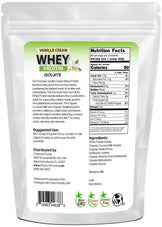 Photo of back of 5 lb bag of Vanilla Cream Whey Protein Isolate