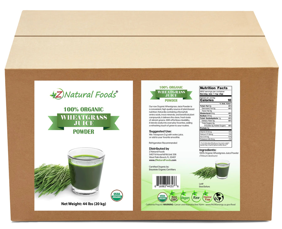 Wheatgrass Juice Powder - Organic front and back label image in bulk