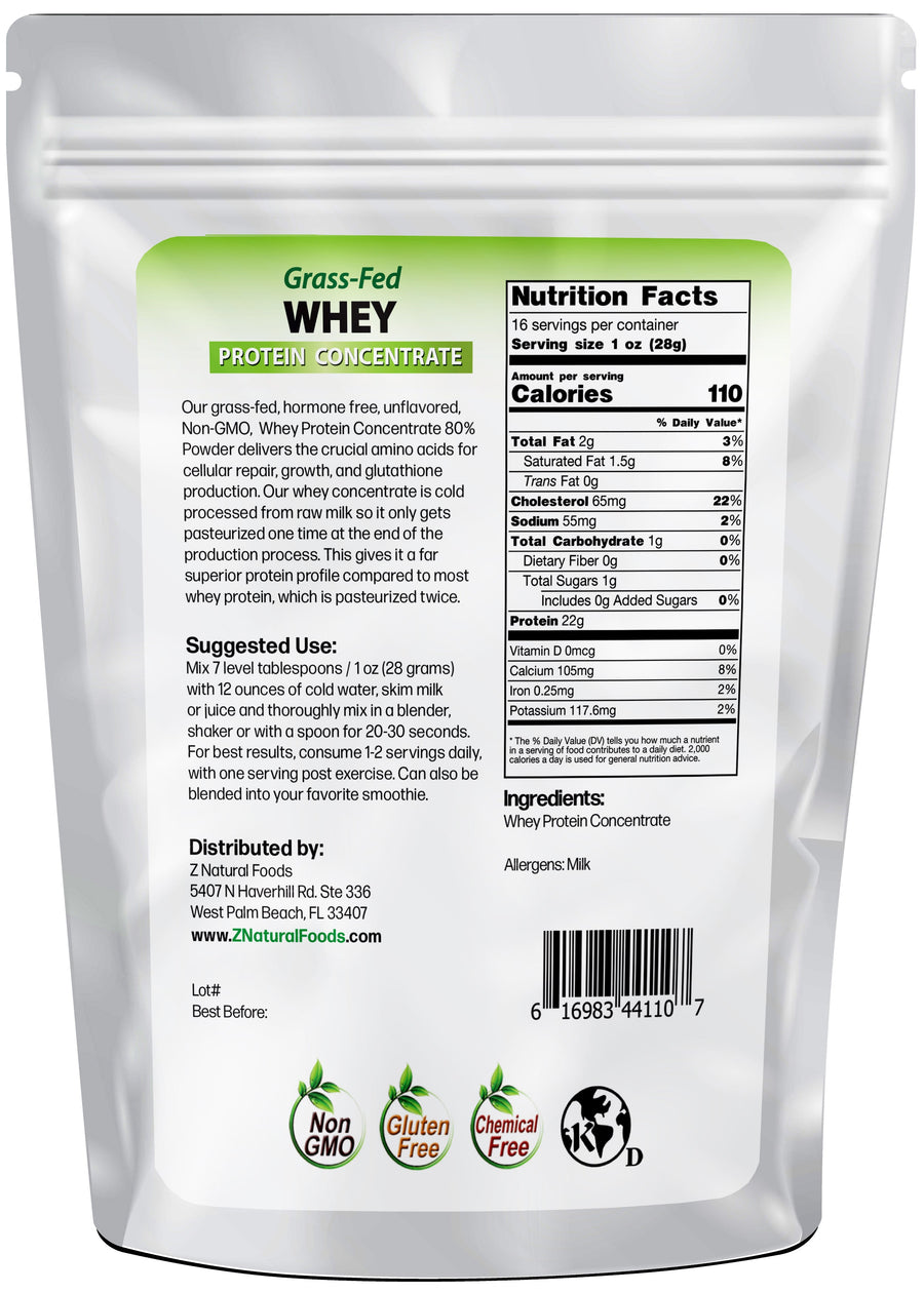Whey Protein Concentrate back of bag image 1 lb