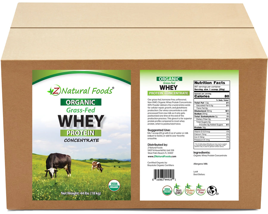 Photo of the front and back label of Whey Protein Concentrate - Organic in bulk