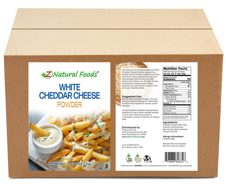 White Cheddar Cheese Powder front and back label image for bulk