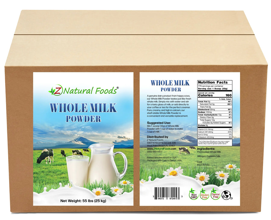 Photo of front and back label image of Whole Milk Powder in bulk