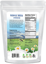 Photo of back of 5 lb bag of Whole Milk Powder